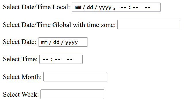 input of datetime